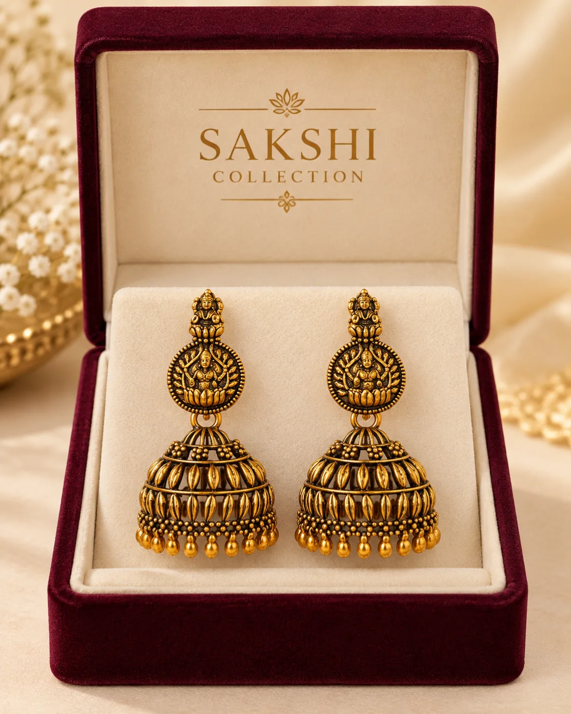 Antique Lakshmi Temple Jhumka Earrings